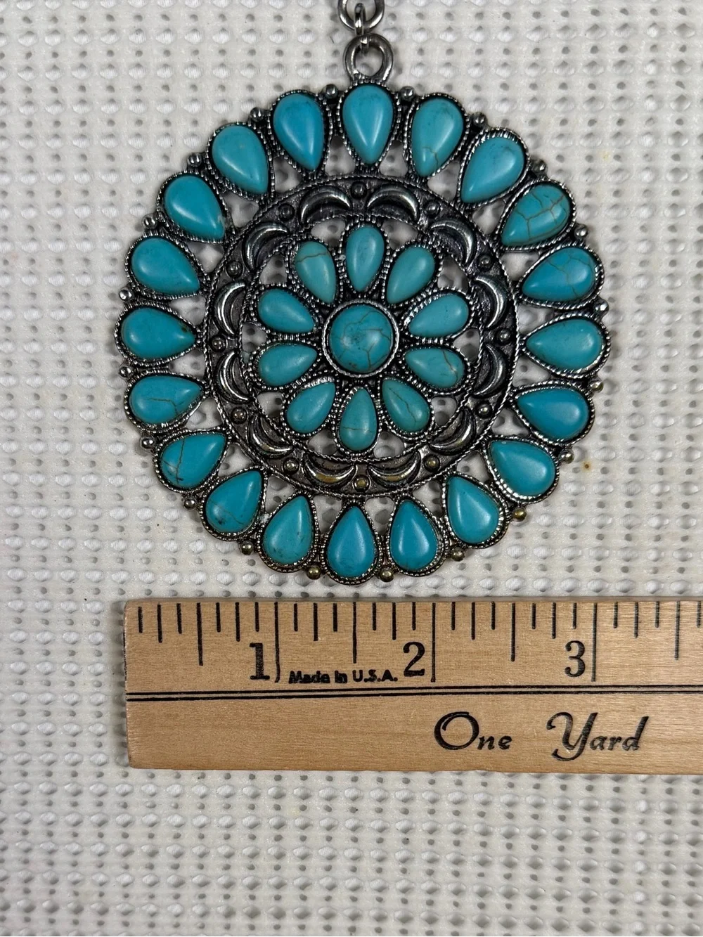 Faux Turquoise Teardrop Bold Statement Necklace - Aztec, Native American,